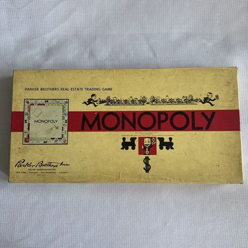 Vintage Monopoly 1954 Board Game Yellow Box - Complete!